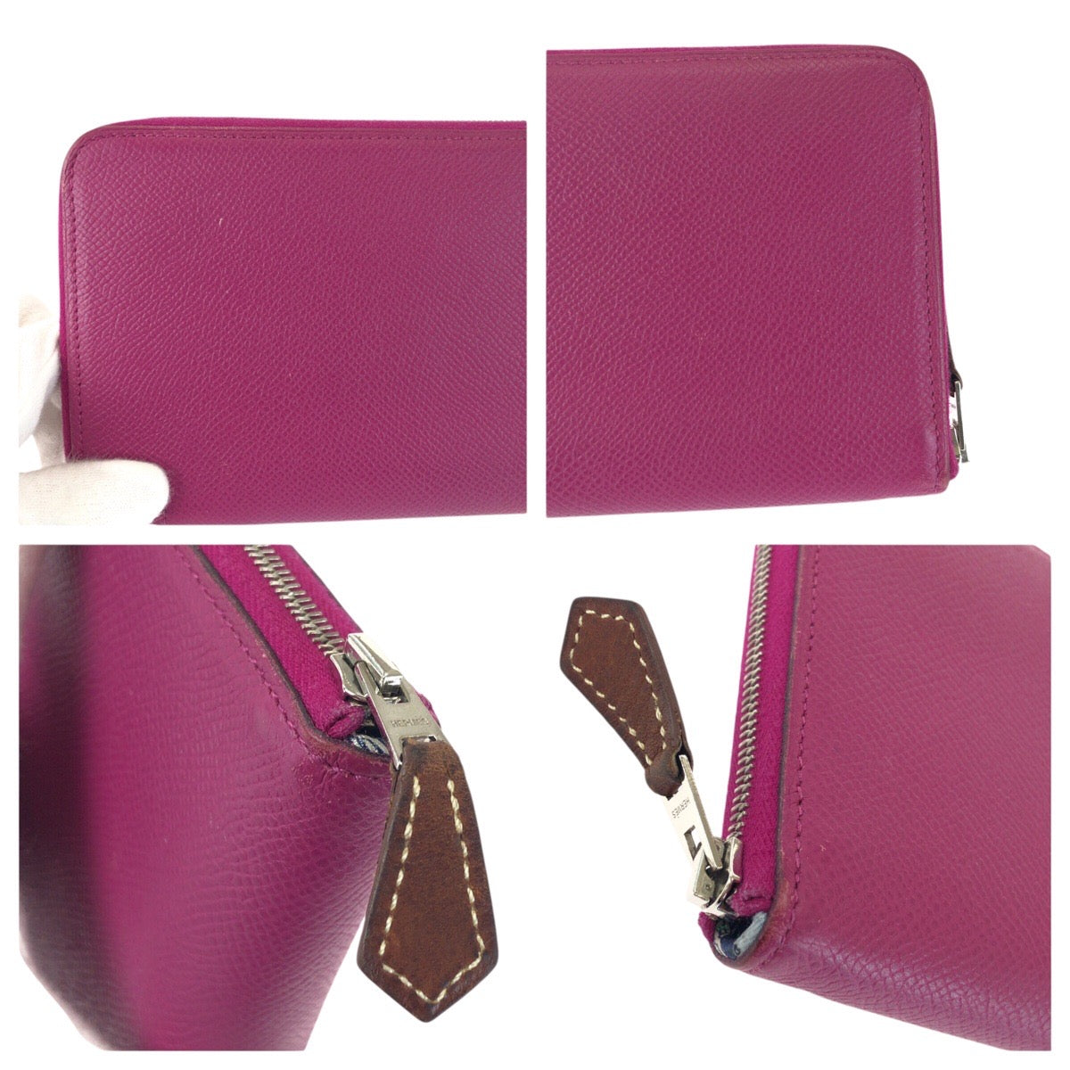 23403
HERMES エルメス アザップロング シルクイン ローズティリアン ピンク シルバー金具 ヴォーエプソン 長財布 ラウンドファスナー C刻印 レディース ABP63