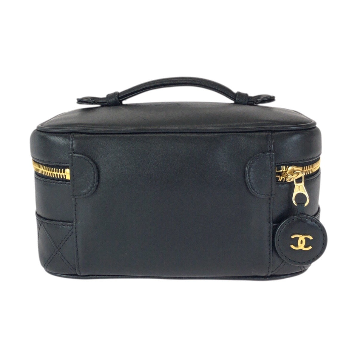 23406
CHANEL シャネル ヴィンテージ ビコローレ ココマーク ブラック 黒 ゴールド金具 ラムスキン ハンドバッグ バニティバッグ 化粧ポーチ レディース ABP74