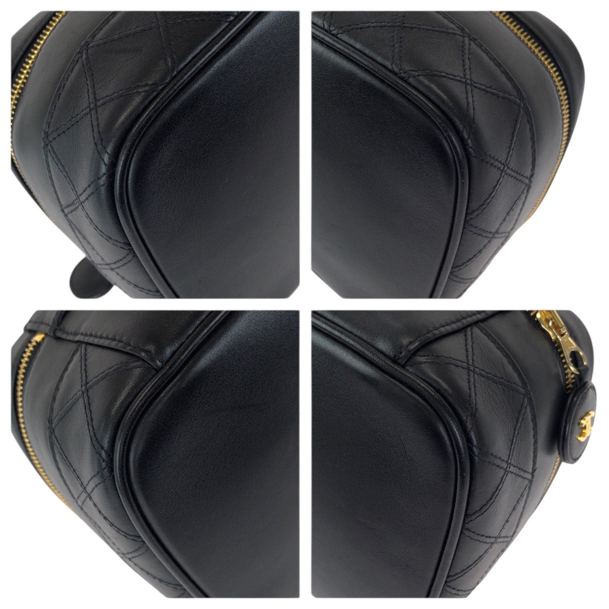 23406
CHANEL シャネル ヴィンテージ ビコローレ ココマーク ブラック 黒 ゴールド金具 ラムスキン ハンドバッグ バニティバッグ 化粧ポーチ レディース ABP74