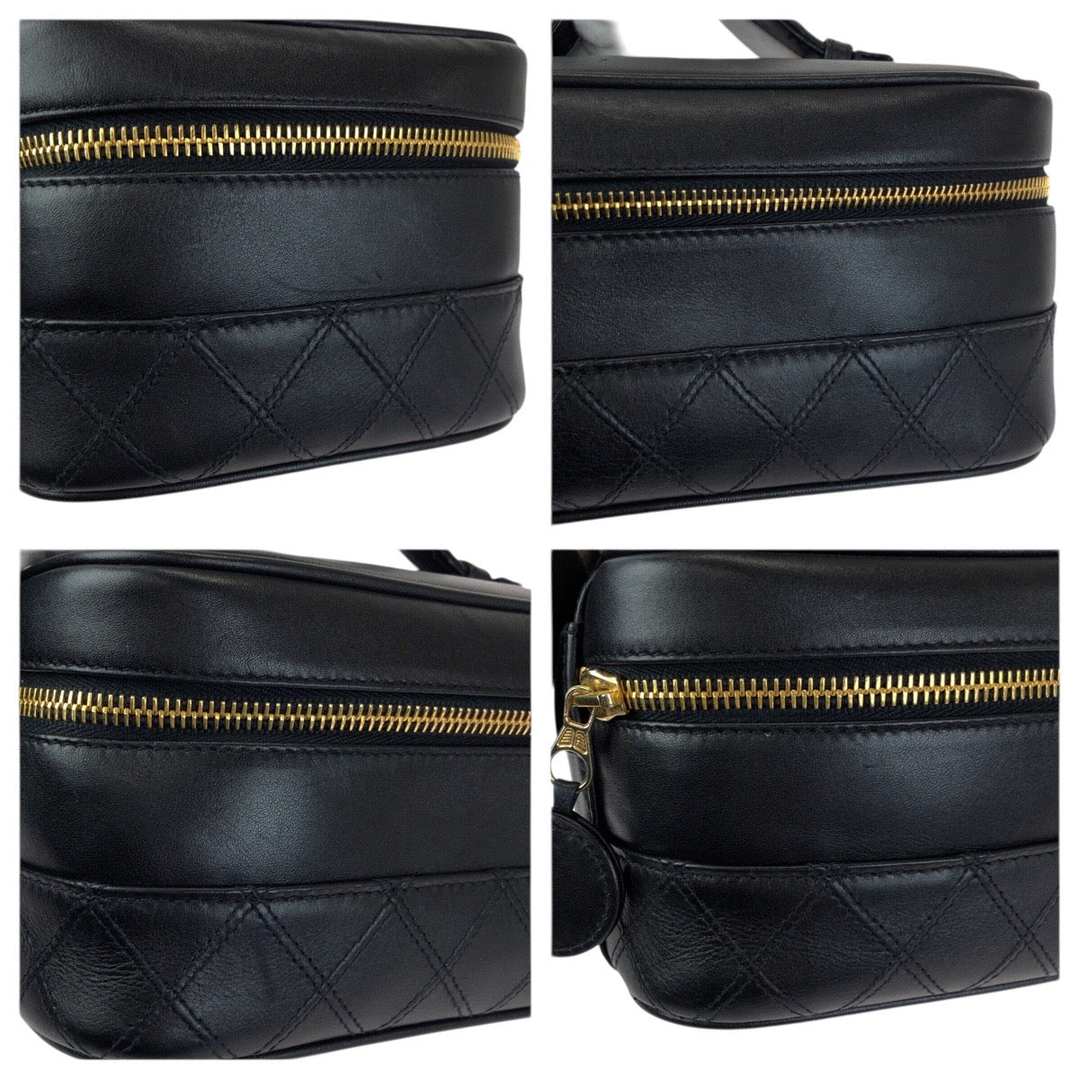 23406
CHANEL シャネル ヴィンテージ ビコローレ ココマーク ブラック 黒 ゴールド金具 ラムスキン ハンドバッグ バニティバッグ 化粧ポーチ レディース ABP74
