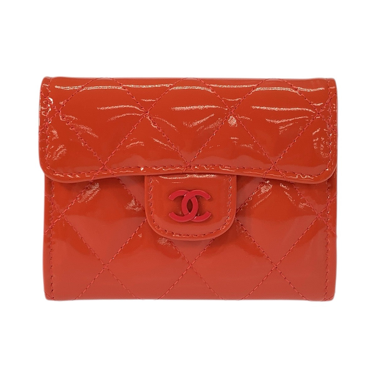 23409
CHANEL シャネル マトラッセ ココマーク オレンジ パテントレザー コインケース カードケース レディース A74