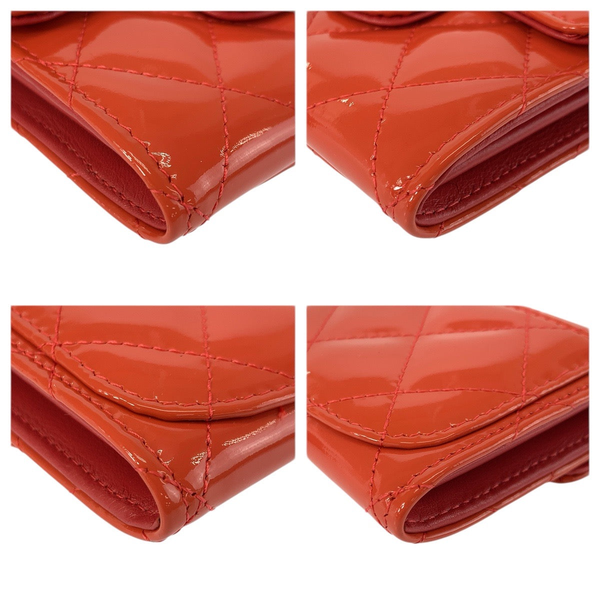 23409
CHANEL シャネル マトラッセ ココマーク オレンジ パテントレザー コインケース カードケース レディース A74