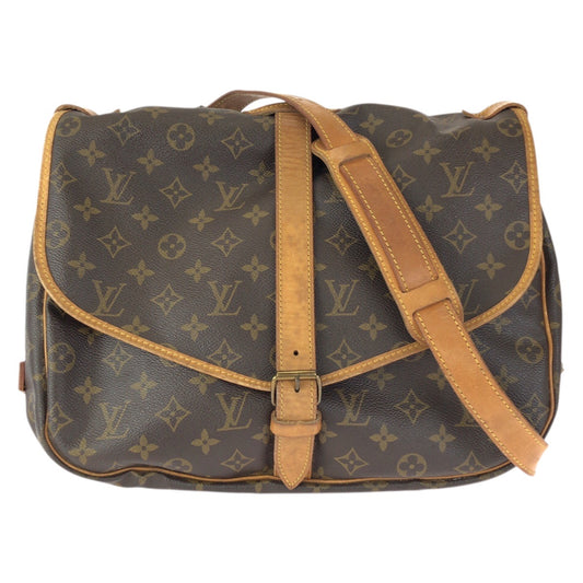 23415
LOUIS VUITTON ルイヴィトン モノグラム ソミュール35 ブラウン ゴールド金具 PVC / レザー M42254 ショルダーバッグ 男女兼用 レディース AB52