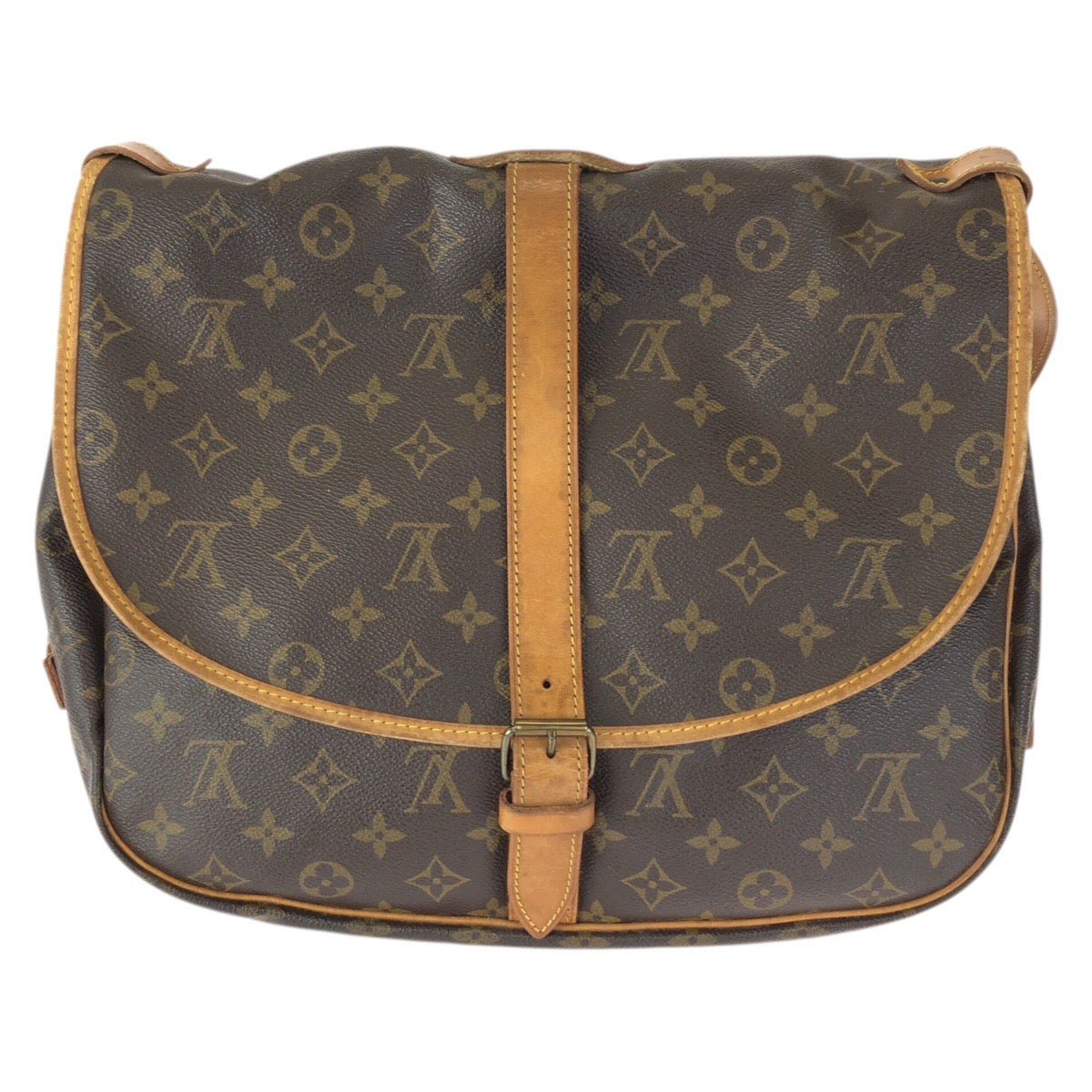 23415
LOUIS VUITTON ルイヴィトン モノグラム ソミュール35 ブラウン ゴールド金具 PVC / レザー M42254 ショルダーバッグ 男女兼用 レディース AB52