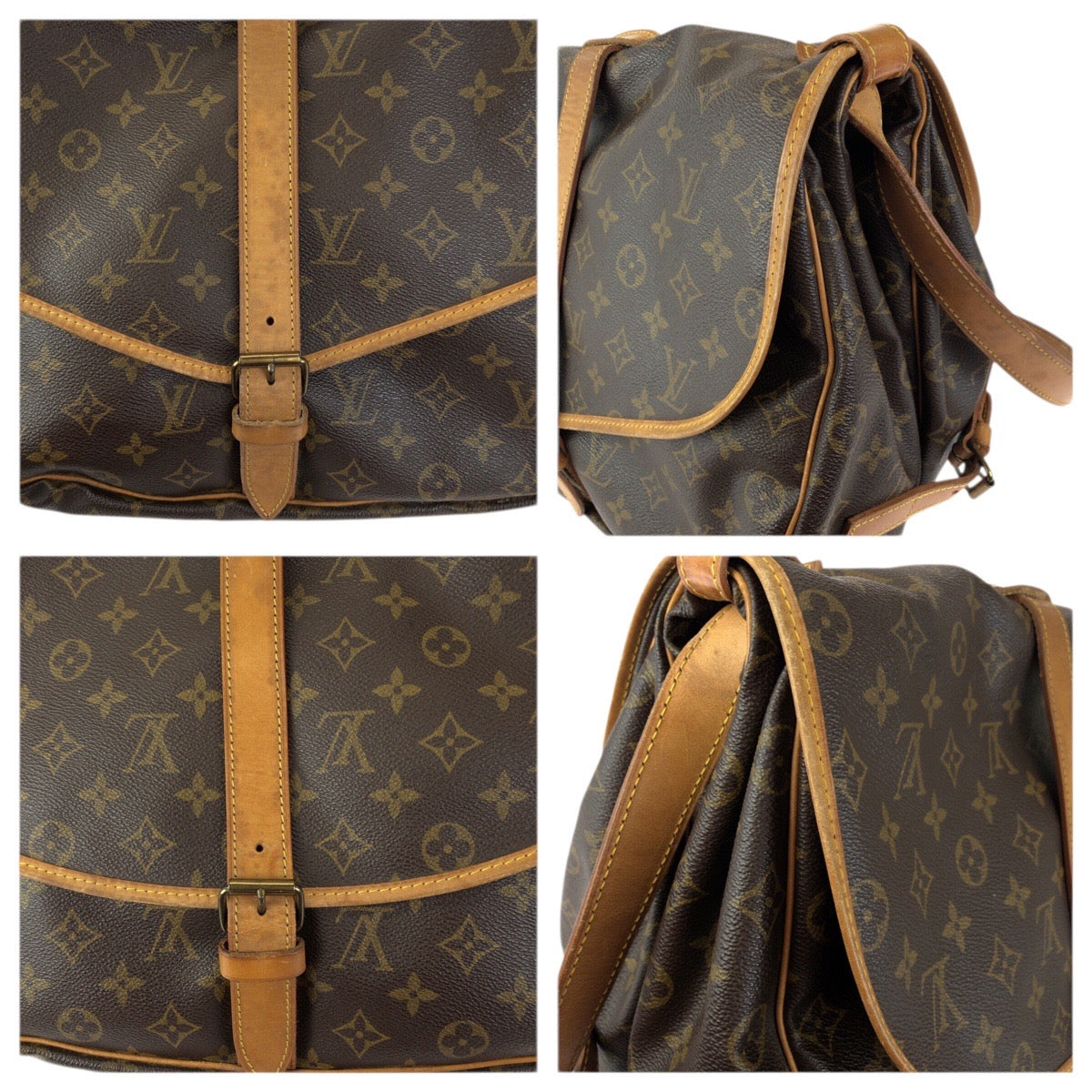 23415
LOUIS VUITTON ルイヴィトン モノグラム ソミュール35 ブラウン ゴールド金具 PVC / レザー M42254 ショルダーバッグ 男女兼用 レディース AB52