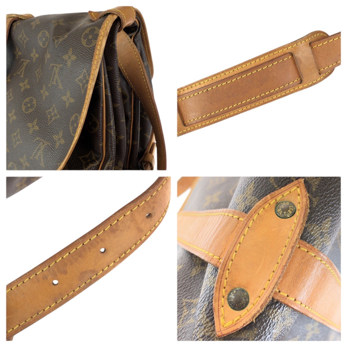 23415
LOUIS VUITTON ルイヴィトン モノグラム ソミュール35 ブラウン ゴールド金具 PVC / レザー M42254 ショルダーバッグ 男女兼用 レディース AB52