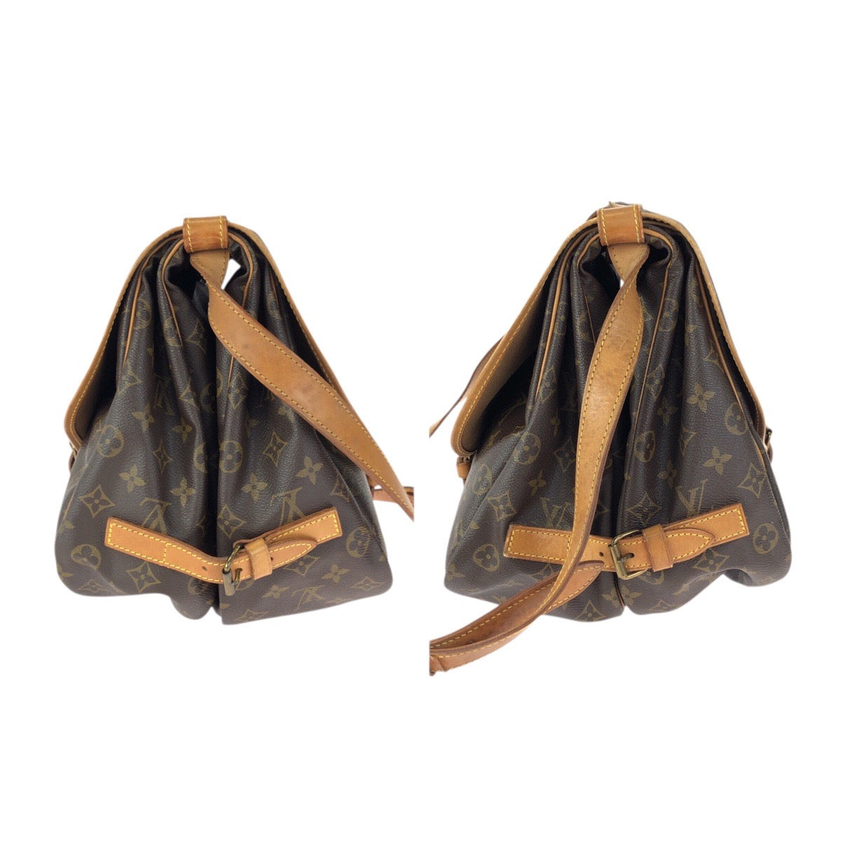 23415
LOUIS VUITTON ルイヴィトン モノグラム ソミュール35 ブラウン ゴールド金具 PVC / レザー M42254 ショルダーバッグ 男女兼用 レディース AB52