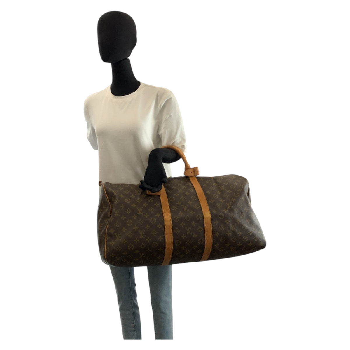 23416
LOUIS VUITTON ルイヴィトン モノグラム キーポル55 ブラウン ゴールド金具 PVC / レザー M41424 ボストンバッグ ハンドバッグ レディース AB60