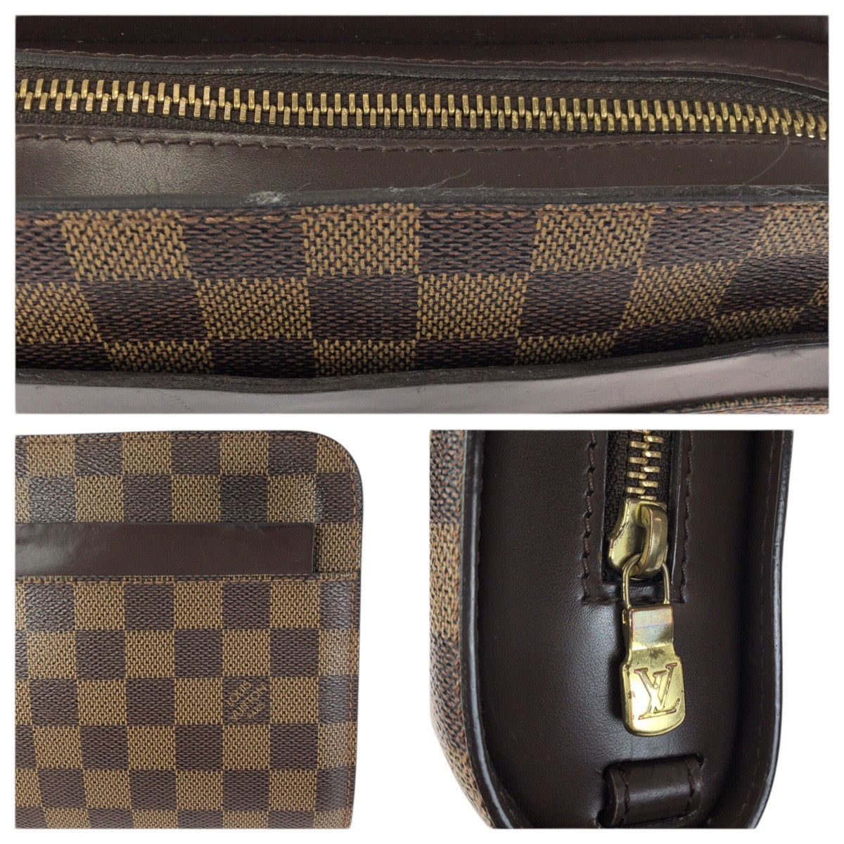 23419
LOUIS VUITTON ルイヴィトン ダミエ エベヌ サンルイ ブラウン ゴールド金具 PVC / レザー N51993 クラッチバッグ セカンドバッグ メンズ ABP49