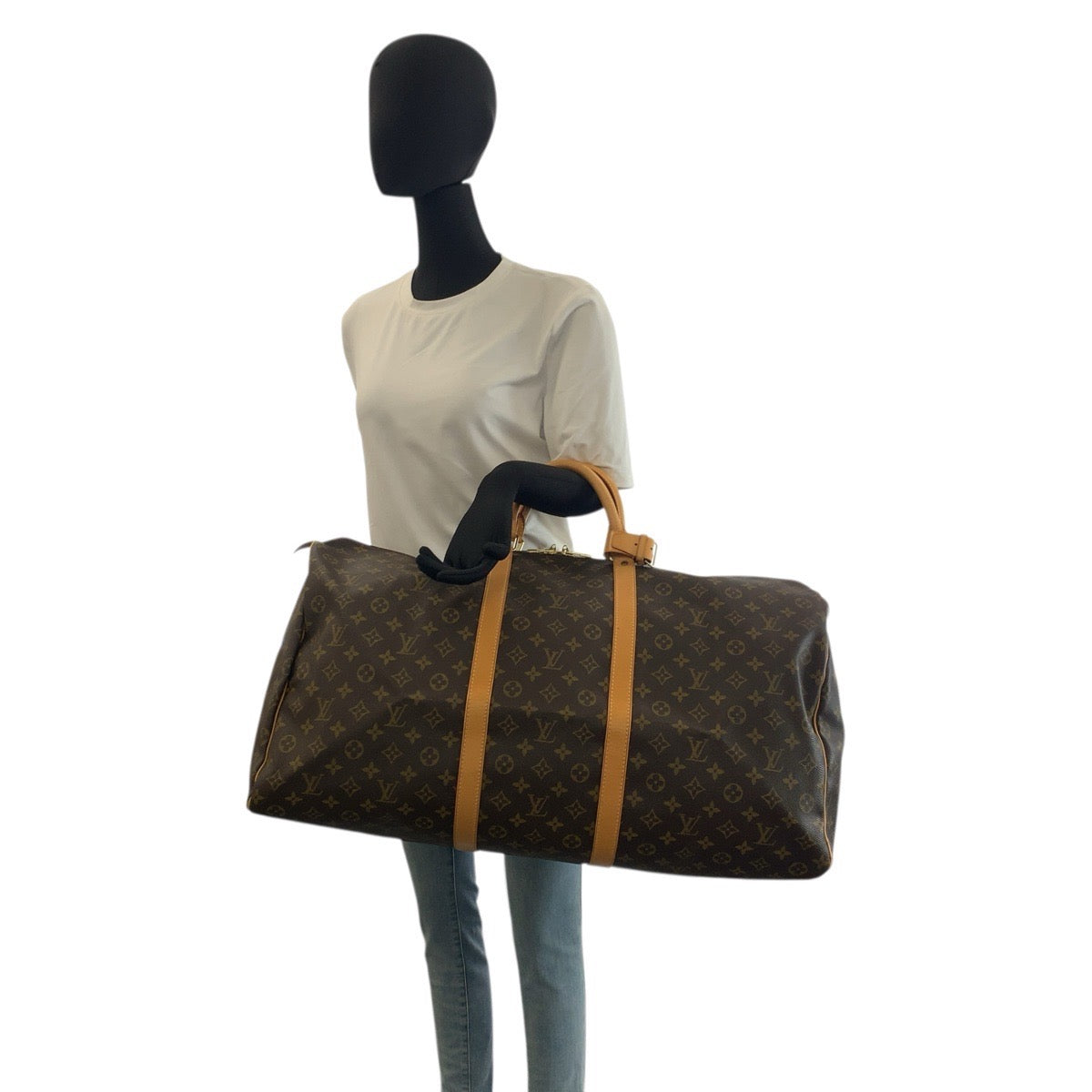 23420
LOUIS VUITTON ルイヴィトン モノグラム キーポル60 ブラウン ゴールド金具 PVC / レザー M41422 ボストンバッグ ハンドバッグ レディース ABP100