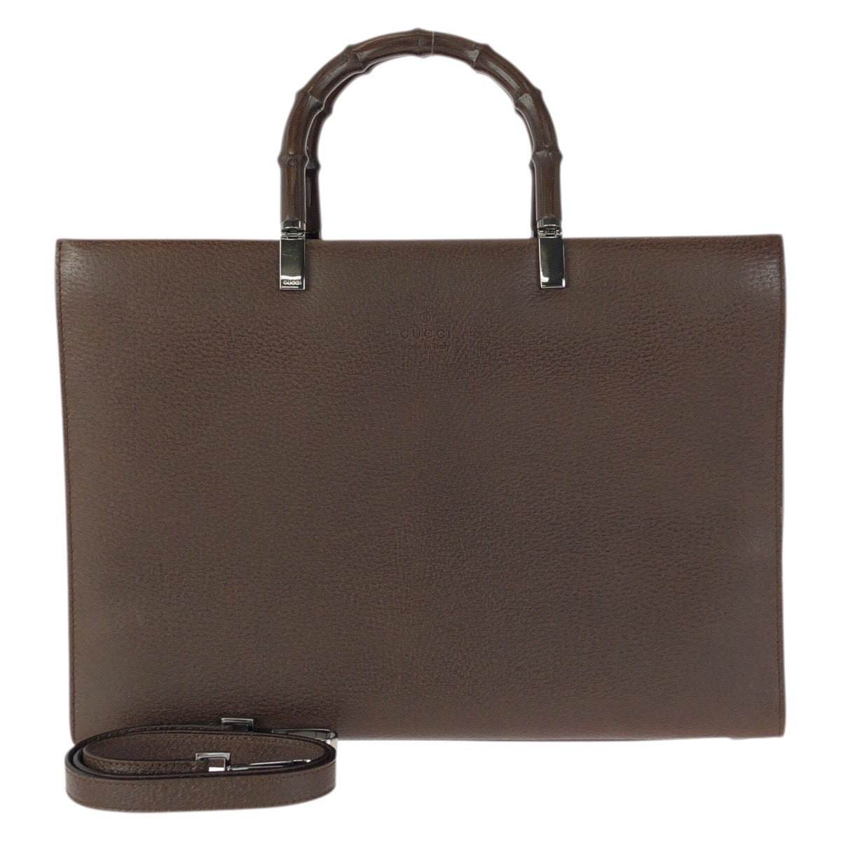 23425
GUCCI グッチ バンブー ２way ブラウン ガンメタ金具 レザー 002 1034 トートバッグ ショルダーバッグ レディース A60