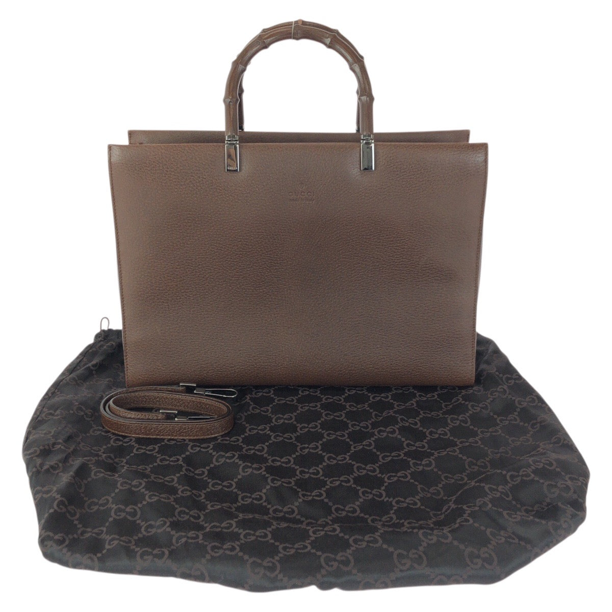 23425
GUCCI グッチ バンブー ２way ブラウン ガンメタ金具 レザー 002 1034 トートバッグ ショルダーバッグ レディース A60