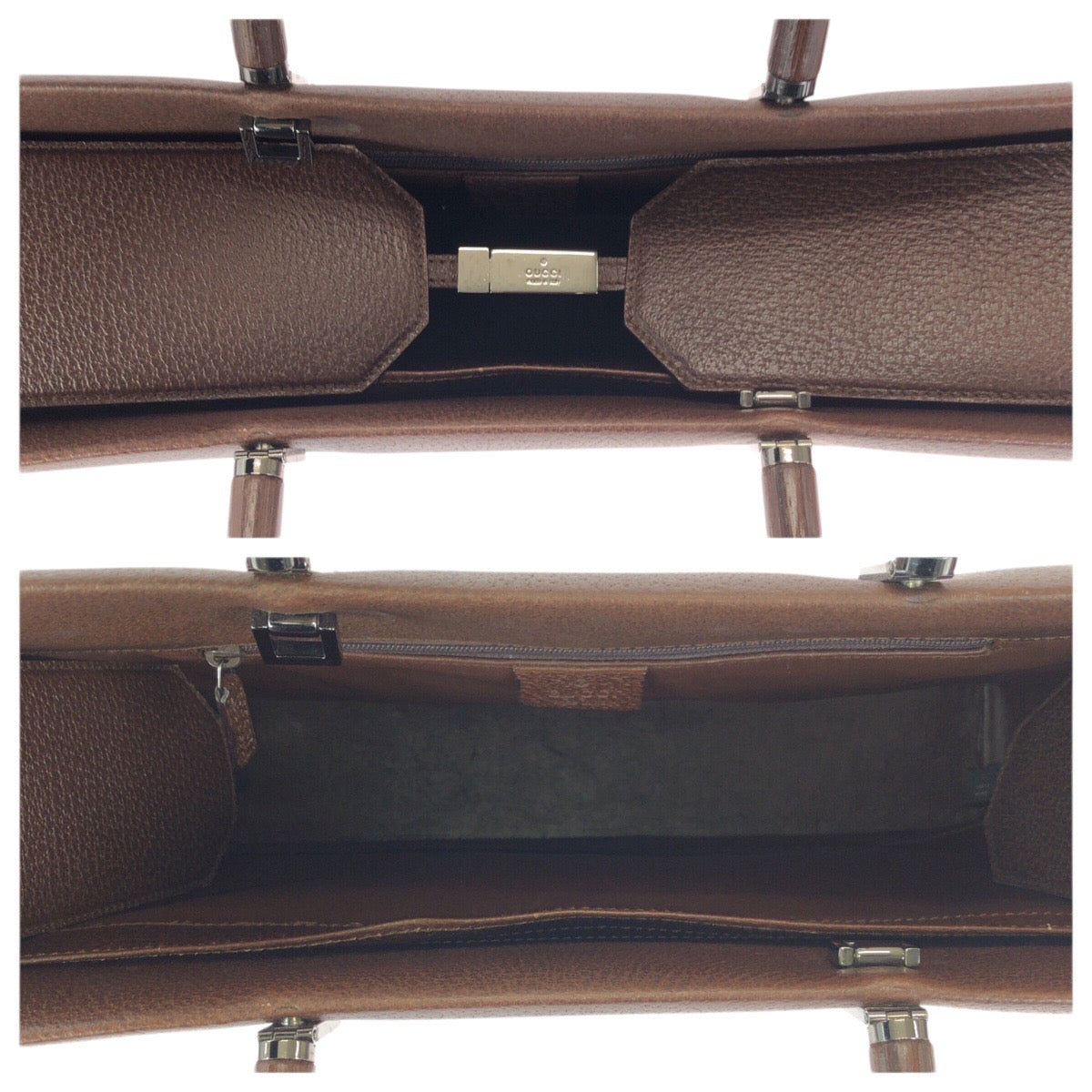 23425
GUCCI グッチ バンブー ２way ブラウン ガンメタ金具 レザー 002 1034 トートバッグ ショルダーバッグ レディース A60