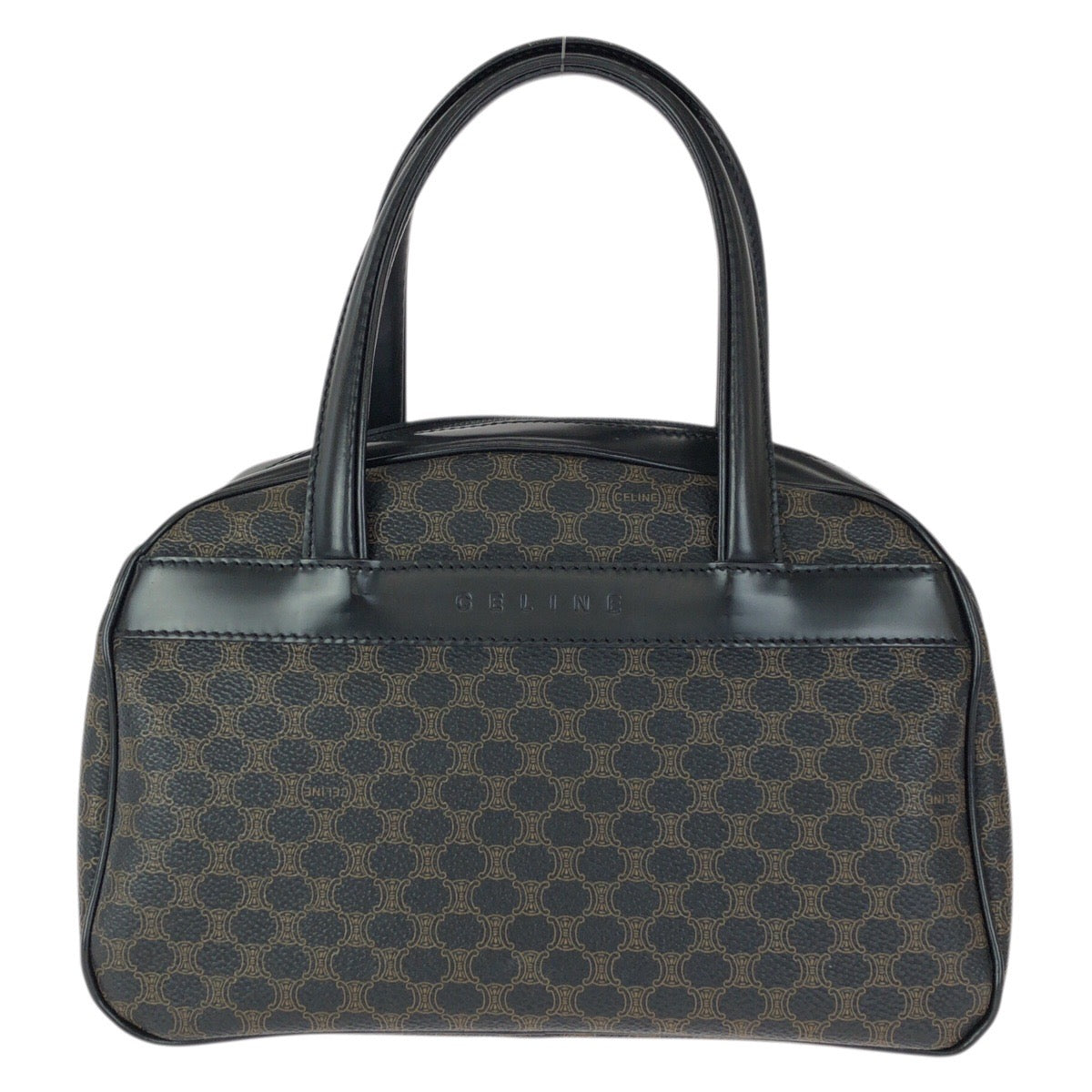 23426
CELINE セリーヌ ヴィンテージ マカダム ブラック ブラウン ゴールド金具 PVC / レザー DM00/2 ハンドバッグ レディース ABP75