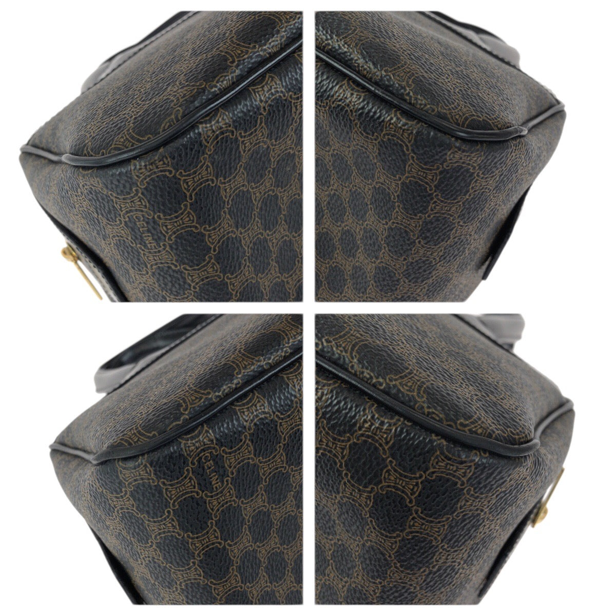 23426
CELINE セリーヌ ヴィンテージ マカダム ブラック ブラウン ゴールド金具 PVC / レザー DM00/2 ハンドバッグ レディース ABP75