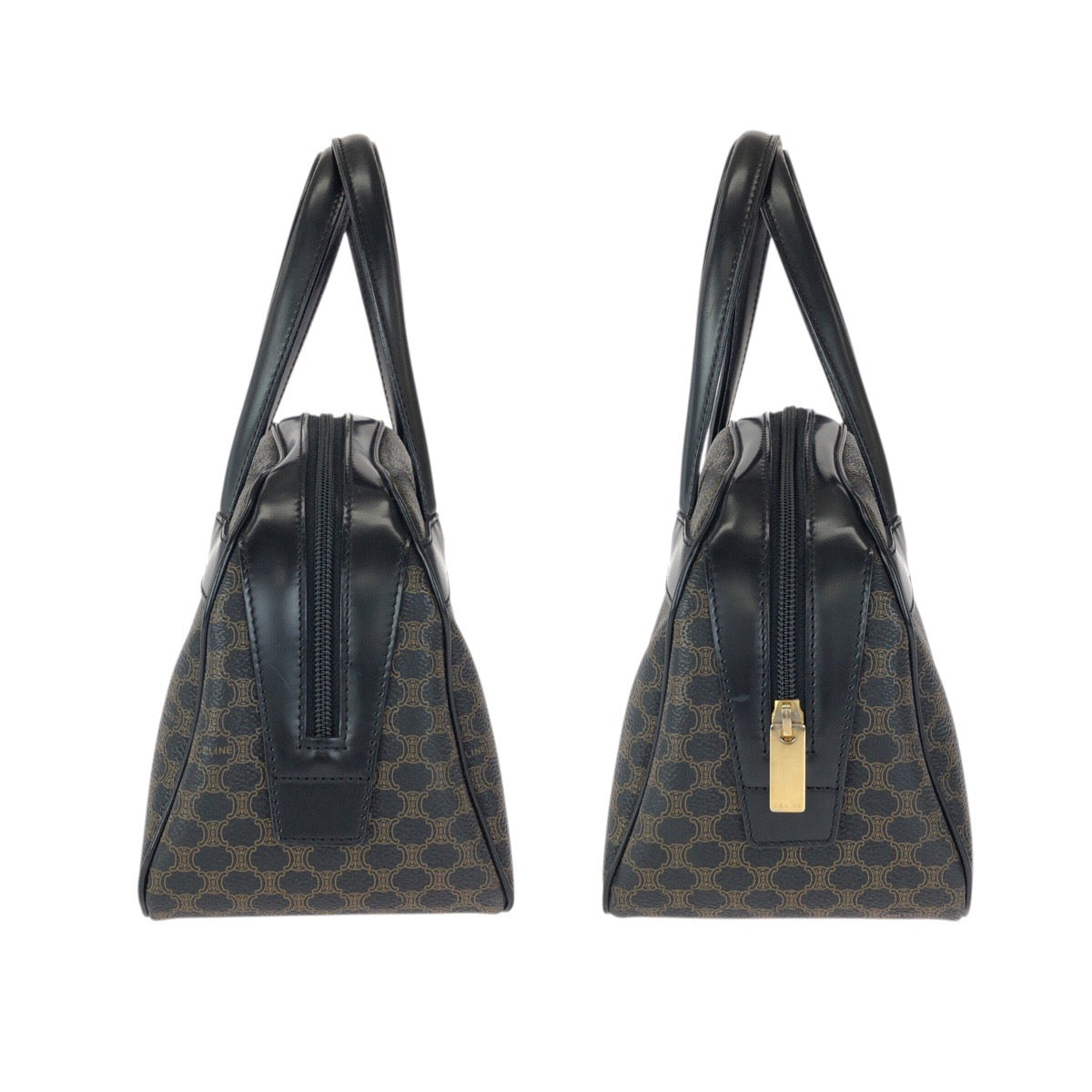 23426
CELINE セリーヌ ヴィンテージ マカダム ブラック ブラウン ゴールド金具 PVC / レザー DM00/2 ハンドバッグ レディース ABP75