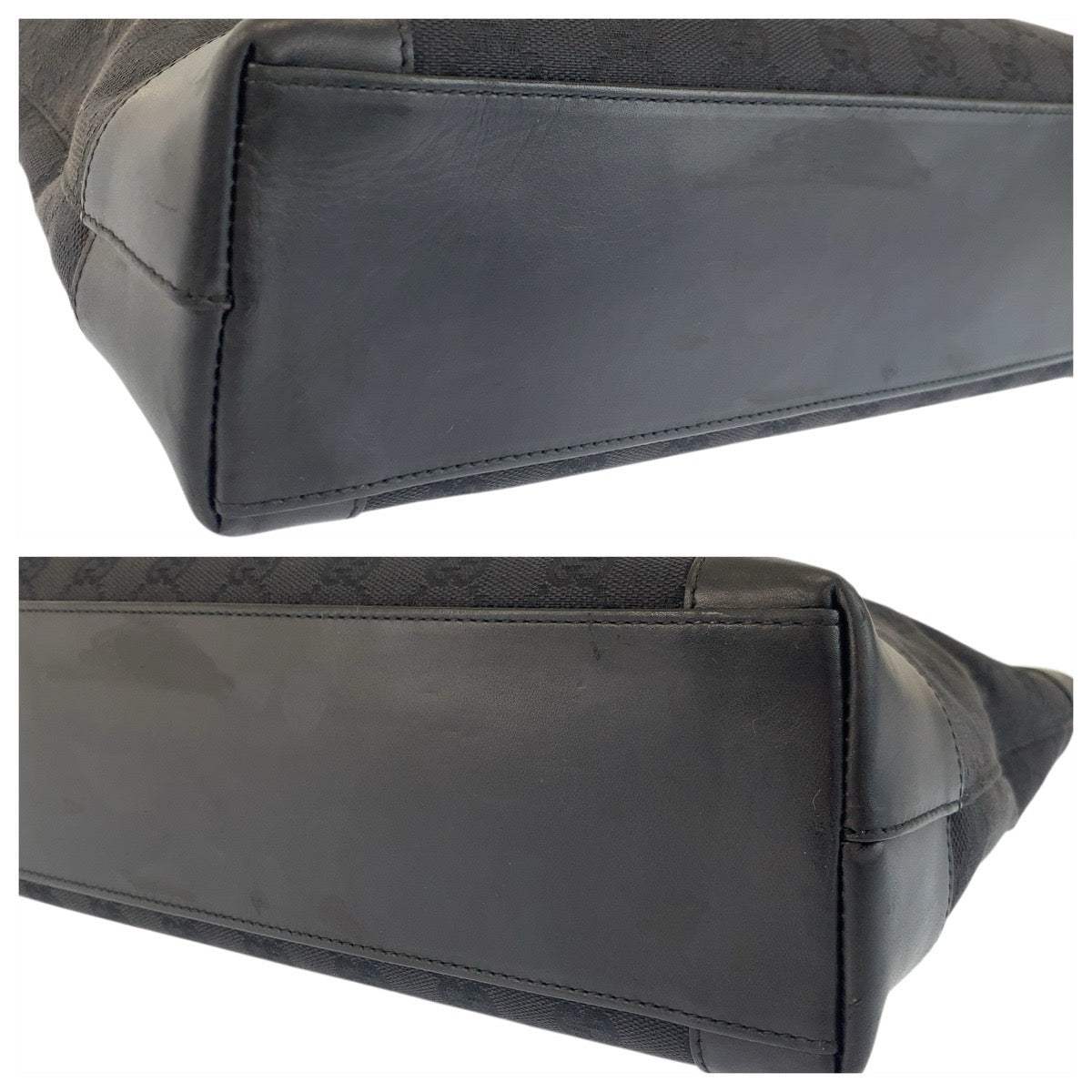 23427
GUCCI グッチ ブラック 黒 シルバー金具 GGキャンバス / レザー 33890 トートバッグ ハンドバッグ レディース ABP42
