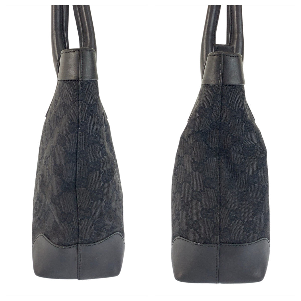 23427
GUCCI グッチ ブラック 黒 シルバー金具 GGキャンバス / レザー 33890 トートバッグ ハンドバッグ レディース ABP42