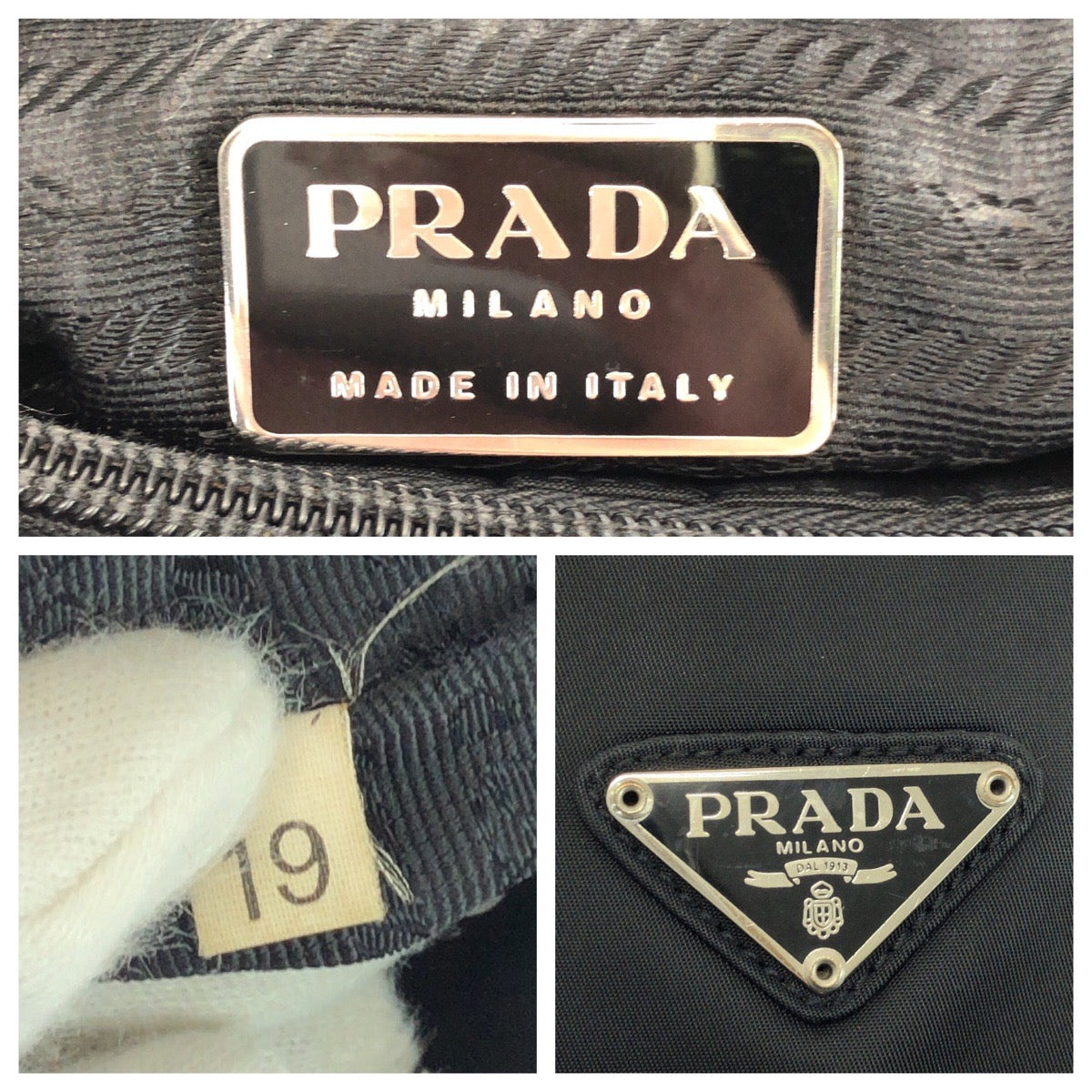 23428
PRADA プラダ テスート 三角ロゴプレート ブラック 黒 シルバー金具 ナイロン トートバッグ ハンドバッグ レディース ABP30