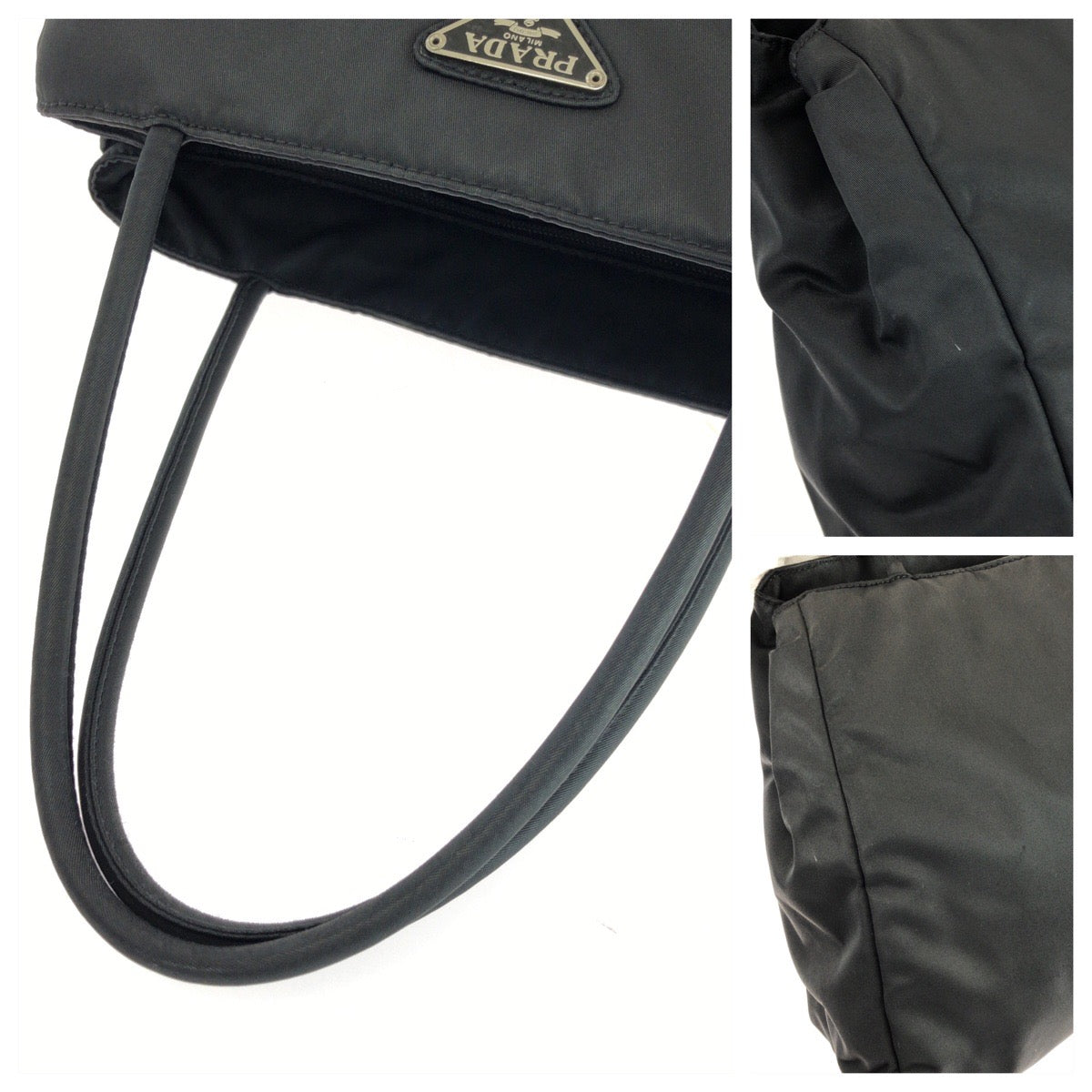 23428
PRADA プラダ テスート 三角ロゴプレート ブラック 黒 シルバー金具 ナイロン トートバッグ ハンドバッグ レディース ABP30