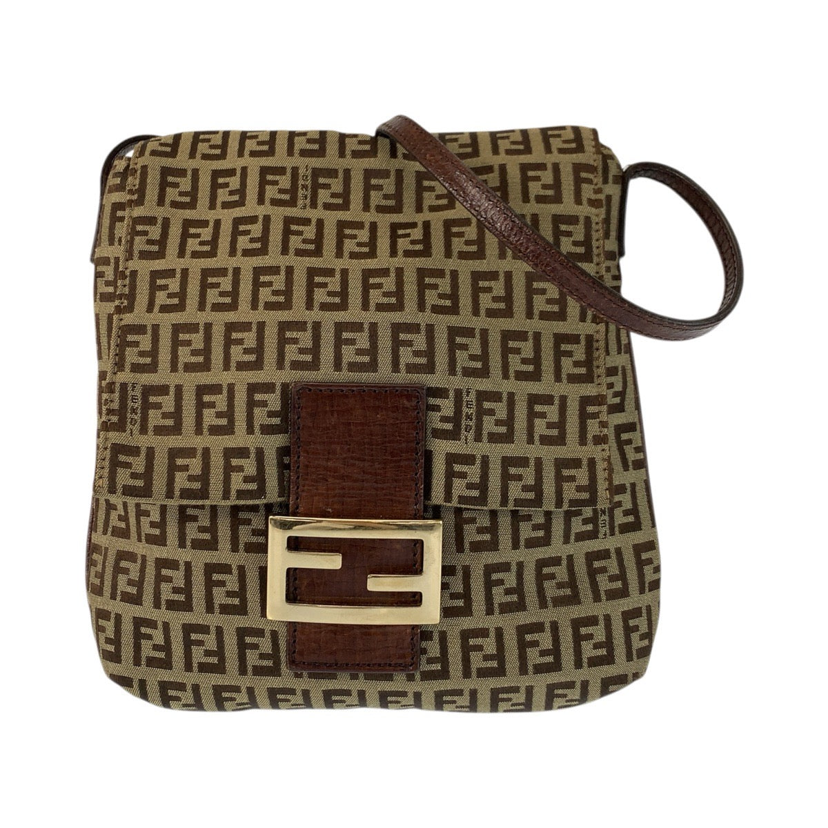 23429
FENDI フェンディ ズッキーノ ブラウン ゴールド金具 キャンバス / レザー 8BT075 ショルダーバッグ ポシェット レディース ABP50