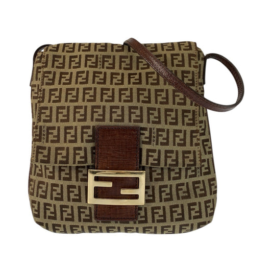 23429
FENDI フェンディ ズッキーノ ブラウン ゴールド金具 キャンバス / レザー 8BT075 ショルダーバッグ ポシェット レディース ABP50