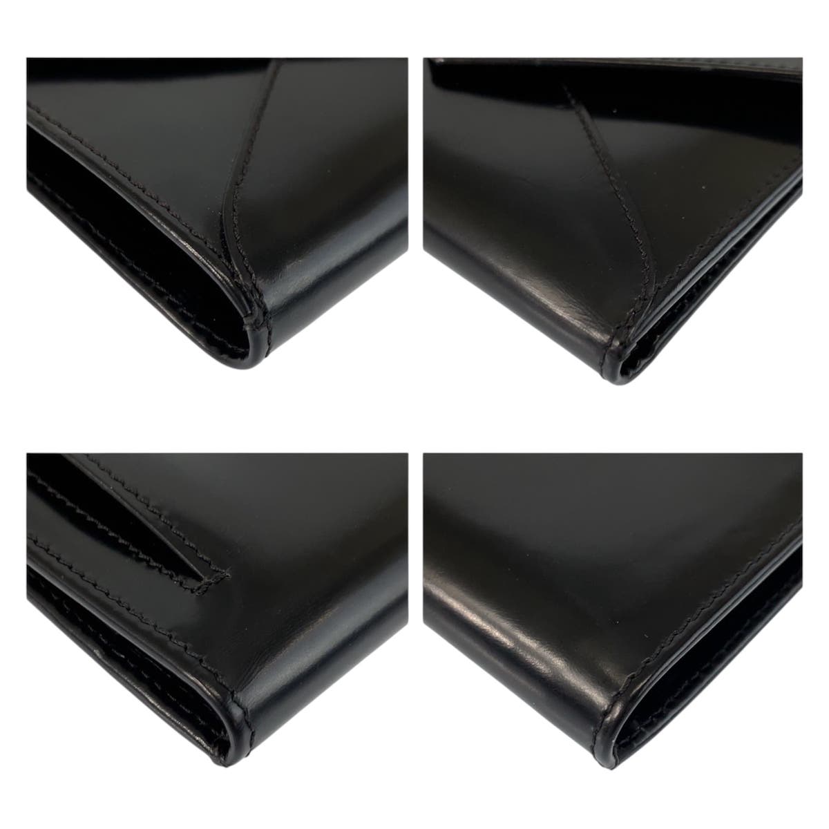 23430
PRADA プラダ ブラック 黒 ゴールド金具 パテントレザー 折財布 コンパクトウォレット レディース ABP35