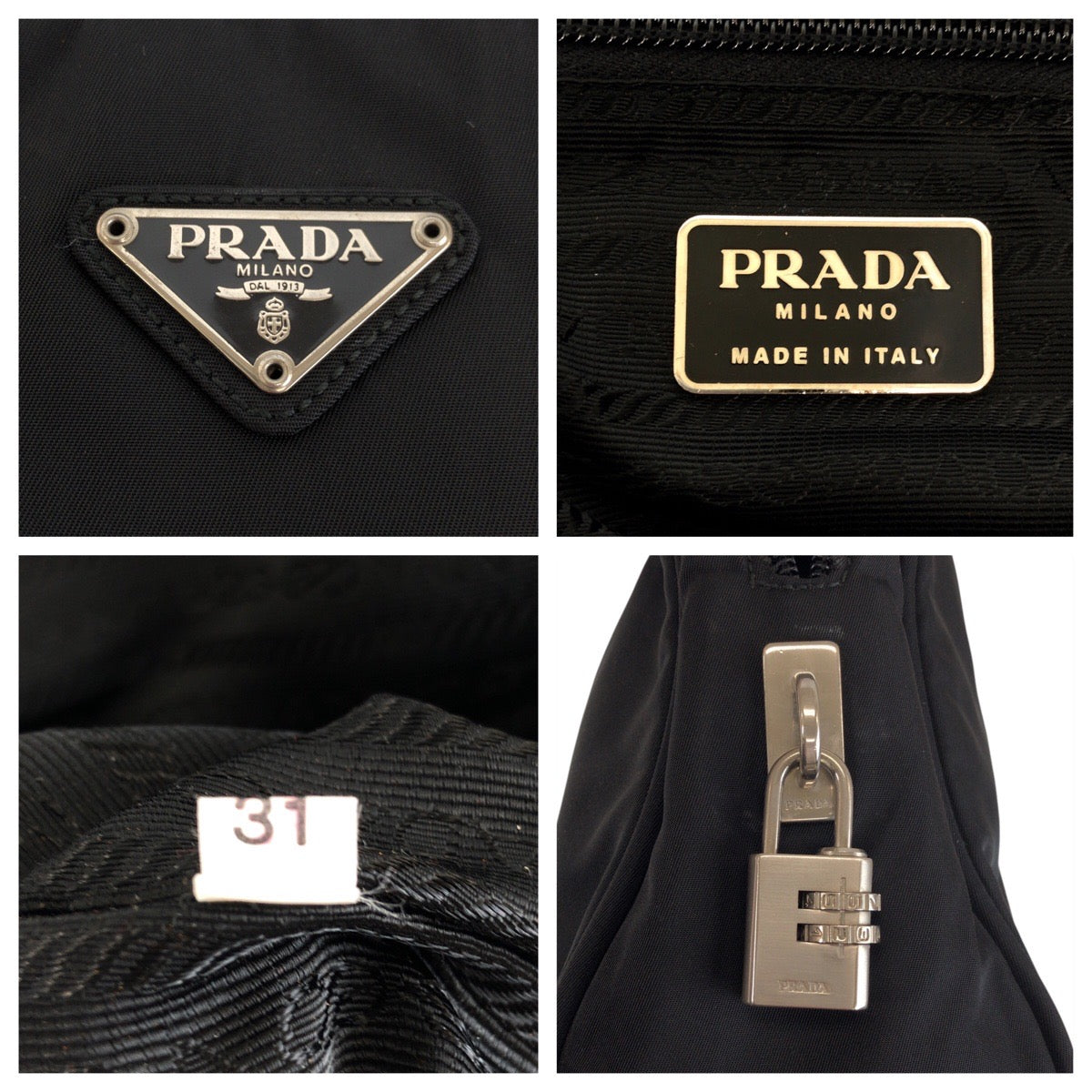 23436
PRADA プラダ テスート 三角ロゴプレート ブラック 黒 シルバー金具 ナイロン / レザー トートバッグ ハンドバッグ レディース AB28