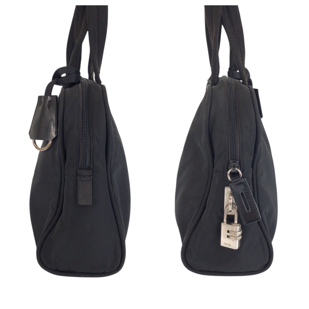 23436
PRADA プラダ テスート 三角ロゴプレート ブラック 黒 シルバー金具 ナイロン / レザー トートバッグ ハンドバッグ レディース AB28