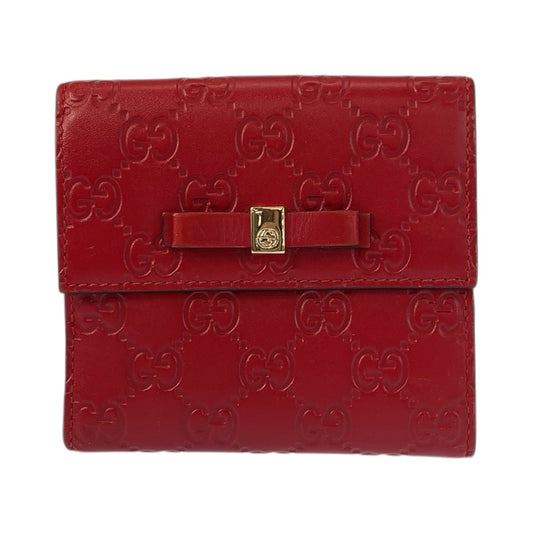 23439
GUCCI グッチ グッチシマ リボン レッド ゴールド金具 レザー 406925 折財布 コンパクトウォレット レディース ABP23