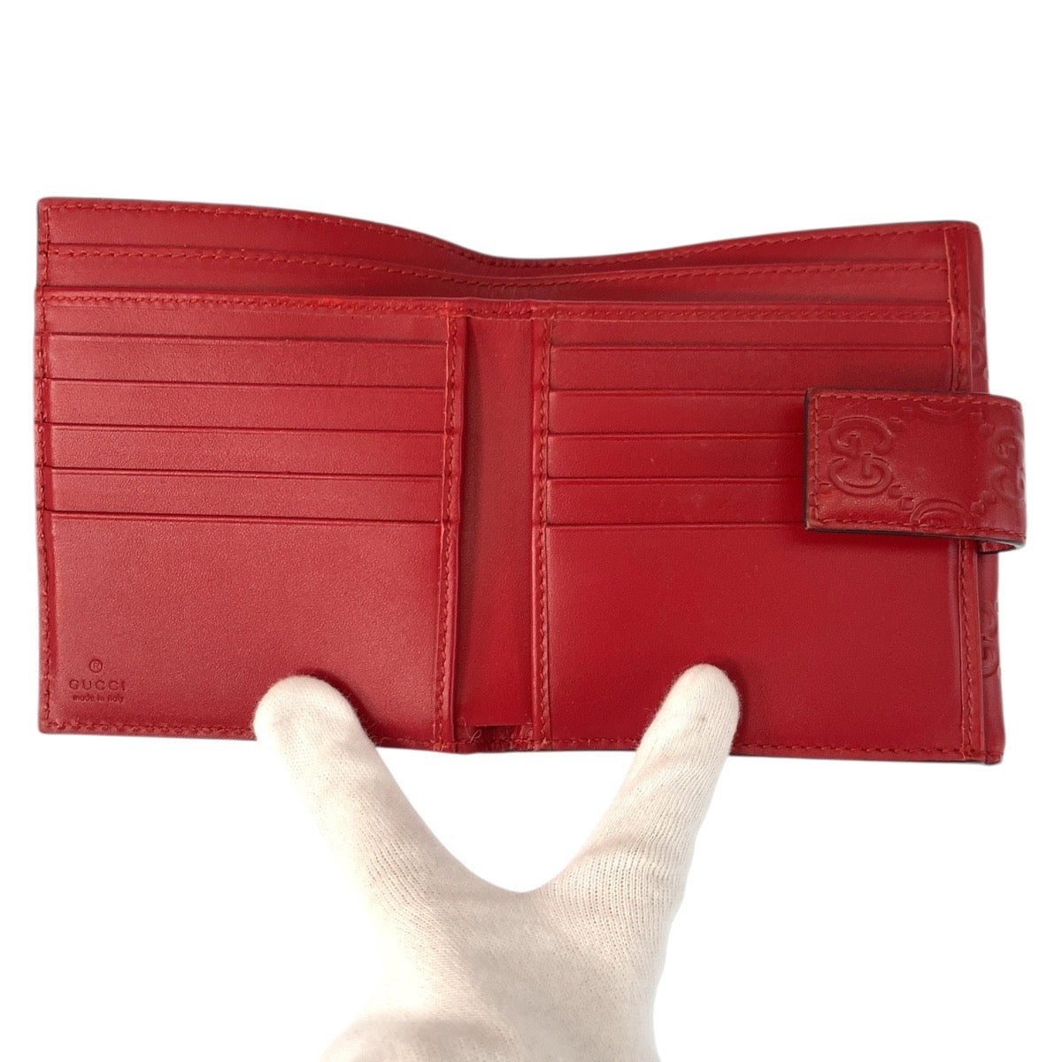 23439
GUCCI グッチ グッチシマ リボン レッド ゴールド金具 レザー 406925 折財布 コンパクトウォレット レディース ABP23