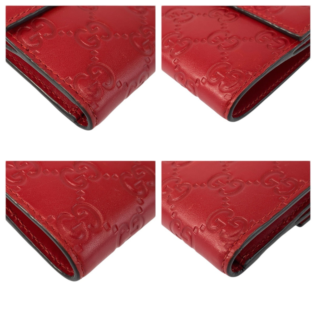 23439
GUCCI グッチ グッチシマ リボン レッド ゴールド金具 レザー 406925 折財布 コンパクトウォレット レディース ABP23