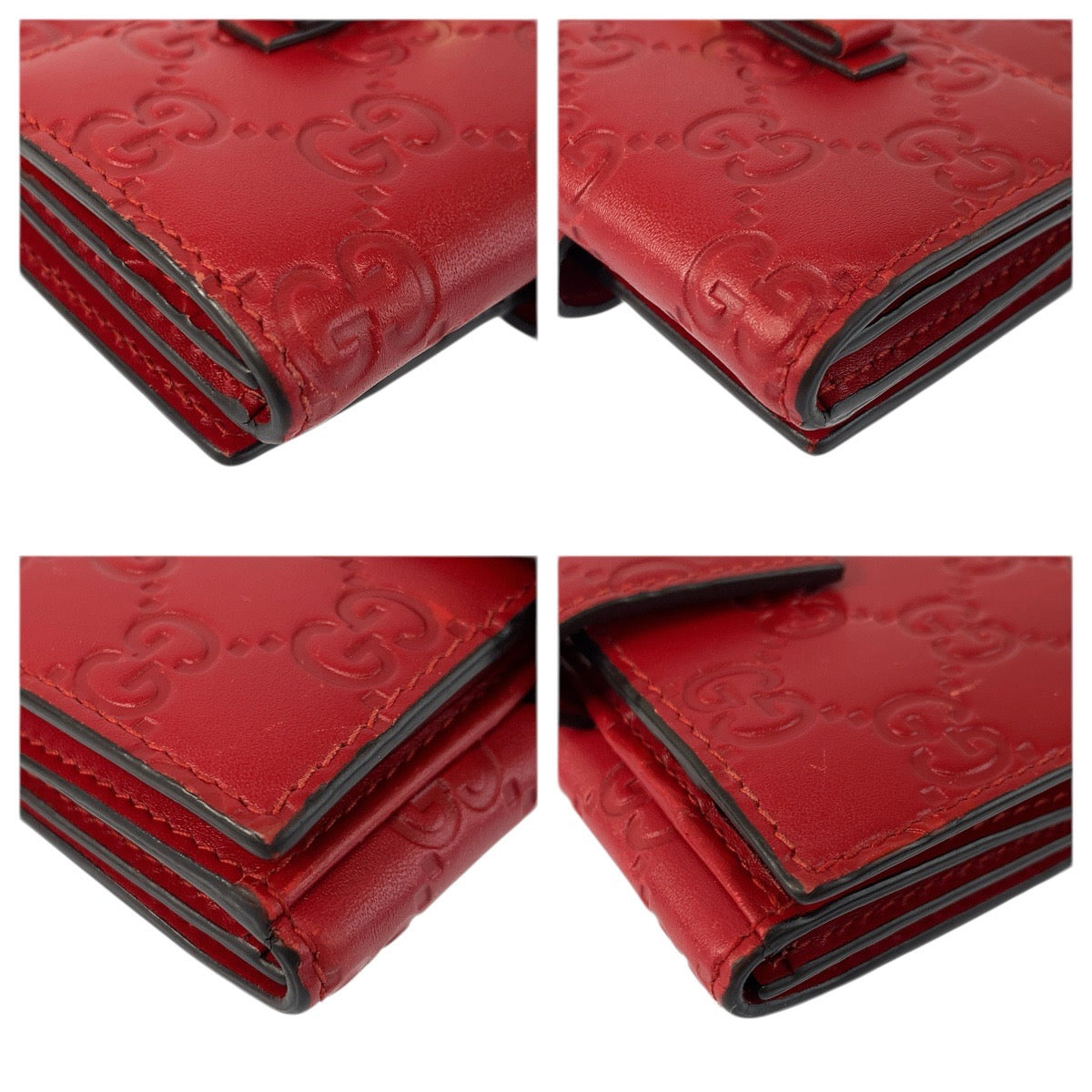 23439
GUCCI グッチ グッチシマ リボン レッド ゴールド金具 レザー 406925 折財布 コンパクトウォレット レディース ABP23