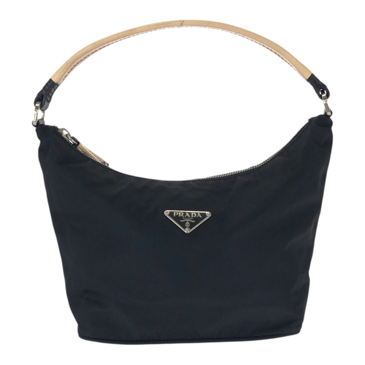 23440
PRADA プラダ テスート 三角ロゴプレート ブラック 黒 シルバー金具 ナイロン ハンドバッグ アクセサリーポーチ レディース ABP42