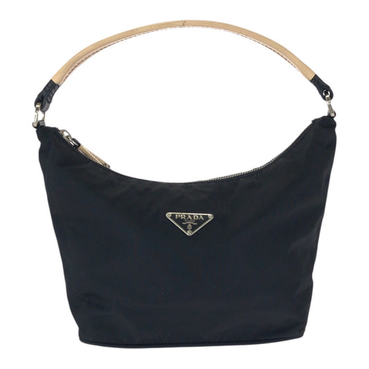 23440
PRADA プラダ テスート 三角ロゴプレート ブラック 黒 シルバー金具 ナイロン ハンドバッグ アクセサリーポーチ レディース ABP42