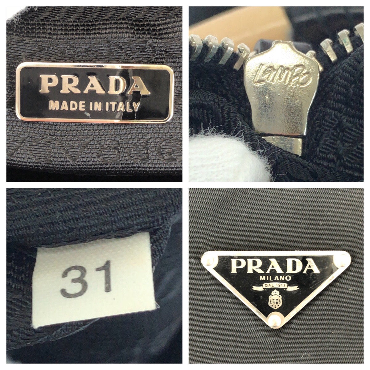 23440
PRADA プラダ テスート 三角ロゴプレート ブラック 黒 シルバー金具 ナイロン ハンドバッグ アクセサリーポーチ レディース ABP42