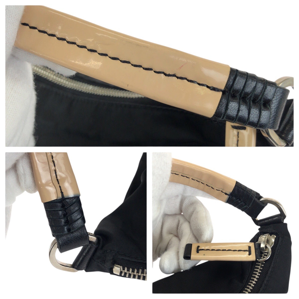 23440
PRADA プラダ テスート 三角ロゴプレート ブラック 黒 シルバー金具 ナイロン ハンドバッグ アクセサリーポーチ レディース ABP42