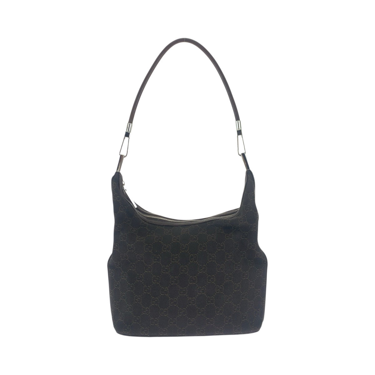 23442
GUCCI グッチ ブラウン ダークブラウン シルバー金具 GGキャンバス / レザー 01234 ショルダーバッグ ハンドバッグ レディース ABP35