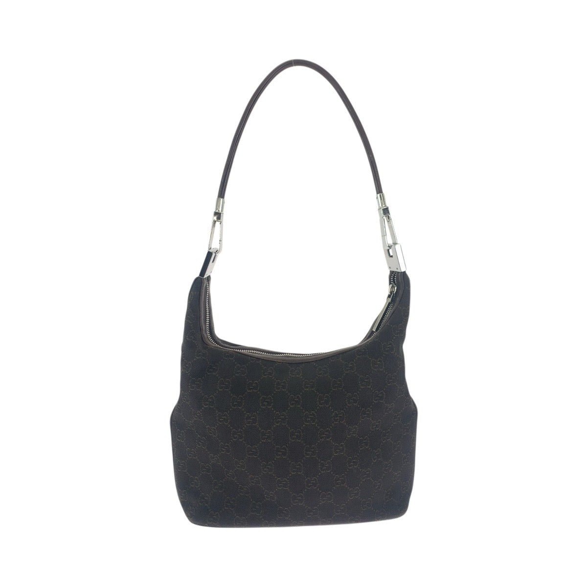 23442
GUCCI グッチ ブラウン ダークブラウン シルバー金具 GGキャンバス / レザー 01234 ショルダーバッグ ハンドバッグ レディース ABP35