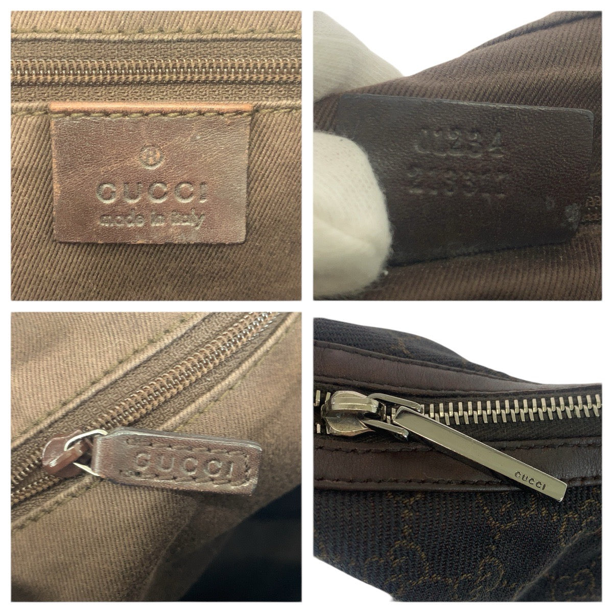 23442
GUCCI グッチ ブラウン ダークブラウン シルバー金具 GGキャンバス / レザー 01234 ショルダーバッグ ハンドバッグ レディース ABP35