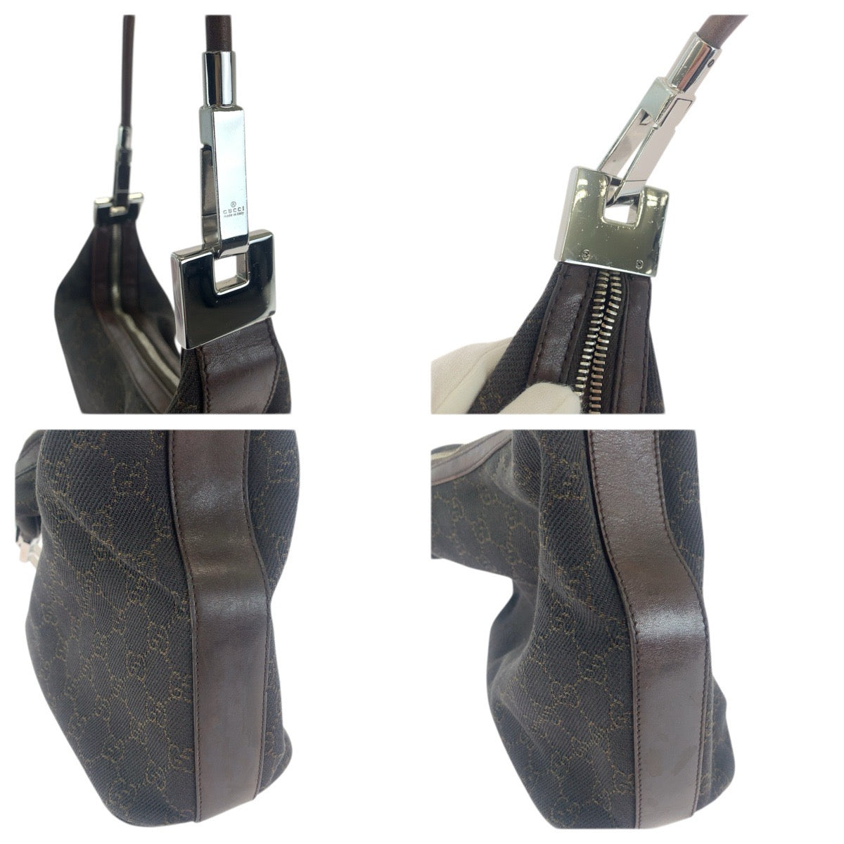 23442
GUCCI グッチ ブラウン ダークブラウン シルバー金具 GGキャンバス / レザー 01234 ショルダーバッグ ハンドバッグ レディース ABP35