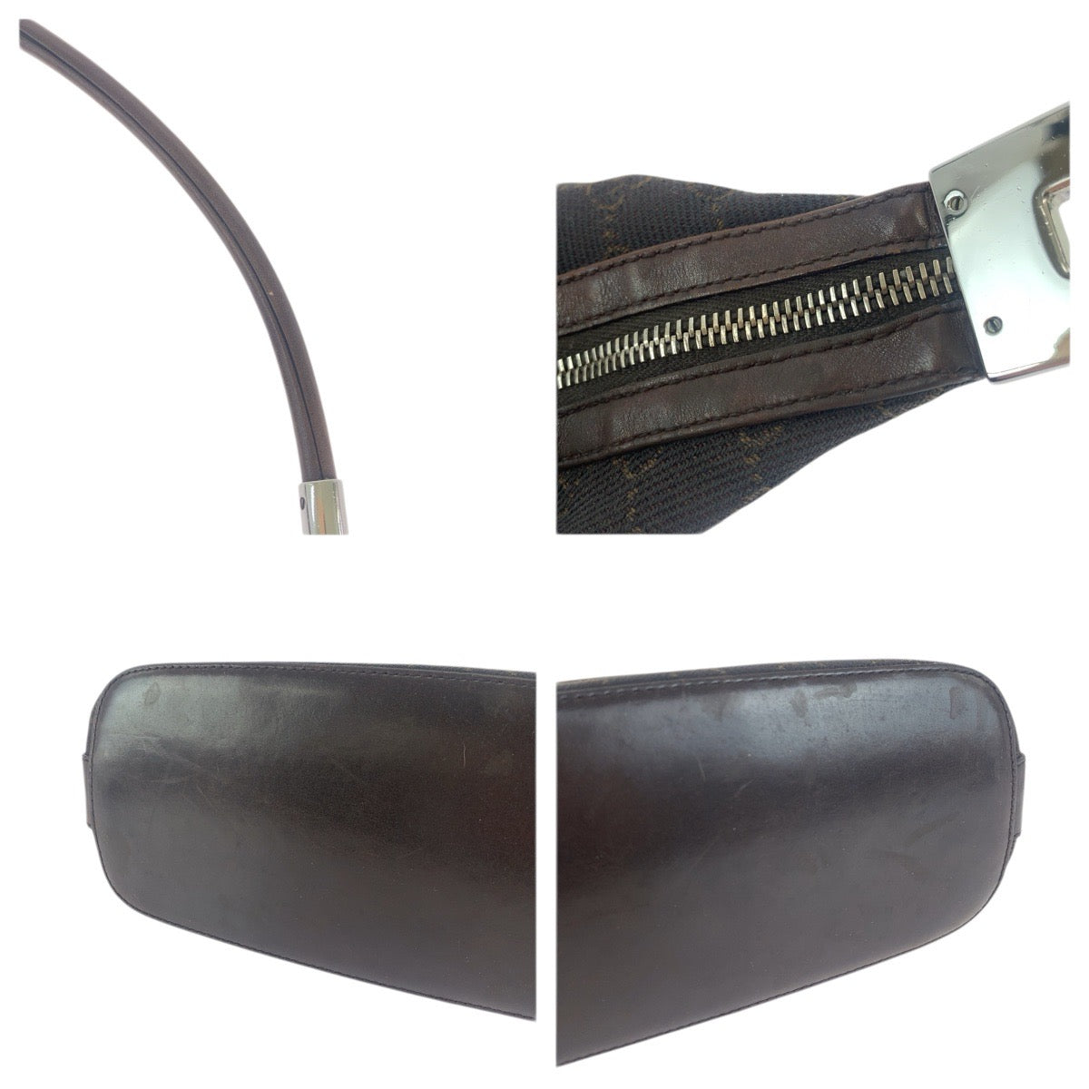 23442
GUCCI グッチ ブラウン ダークブラウン シルバー金具 GGキャンバス / レザー 01234 ショルダーバッグ ハンドバッグ レディース ABP35