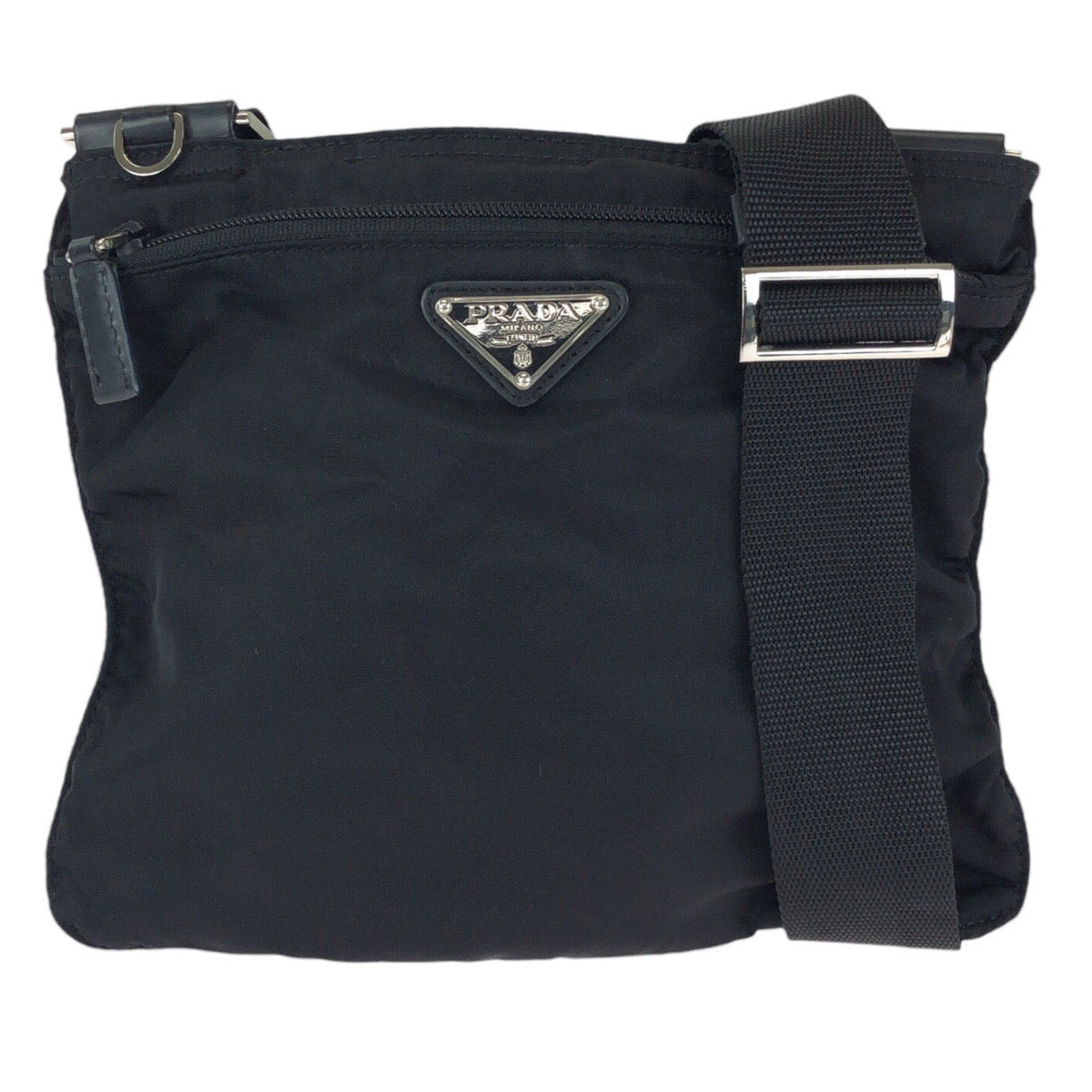 23444
PRADA プラダ テスート 三角ロゴプレート ブラック 黒 シルバー金具 ナイロン ショルダーバッグ メッセンジャーバッグ レディース A45