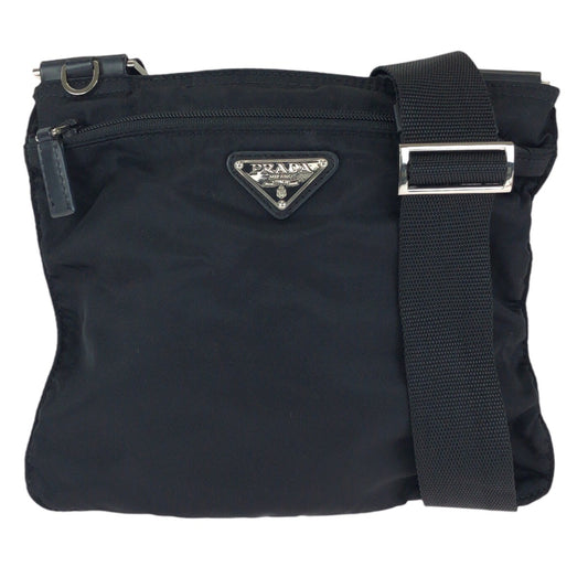 23444
PRADA プラダ テスート 三角ロゴプレート ブラック 黒 シルバー金具 ナイロン ショルダーバッグ メッセンジャーバッグ レディース A45