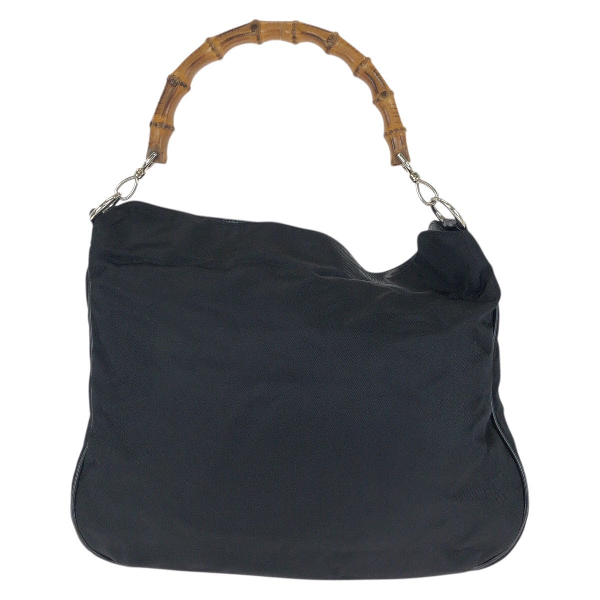 23446
GUCCI グッチ バンブー ２way ブラック 黒 シルバー金具 ナイロン / レザー 001 3444 1577 ショルダーバッグ ハンドバッグ レディース ABP28