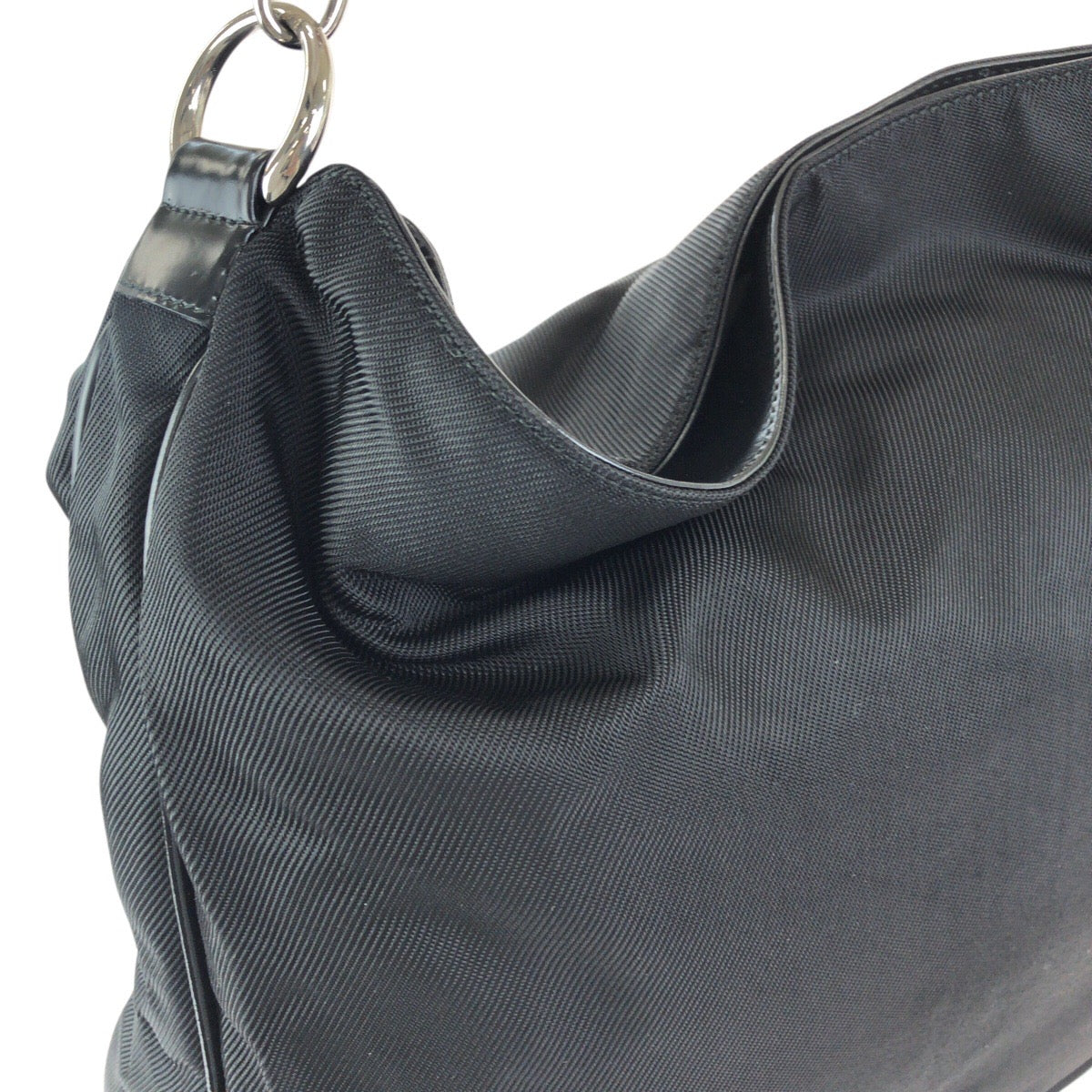 23446
GUCCI グッチ バンブー ２way ブラック 黒 シルバー金具 ナイロン / レザー 001 3444 1577 ショルダーバッグ ハンドバッグ レディース ABP28