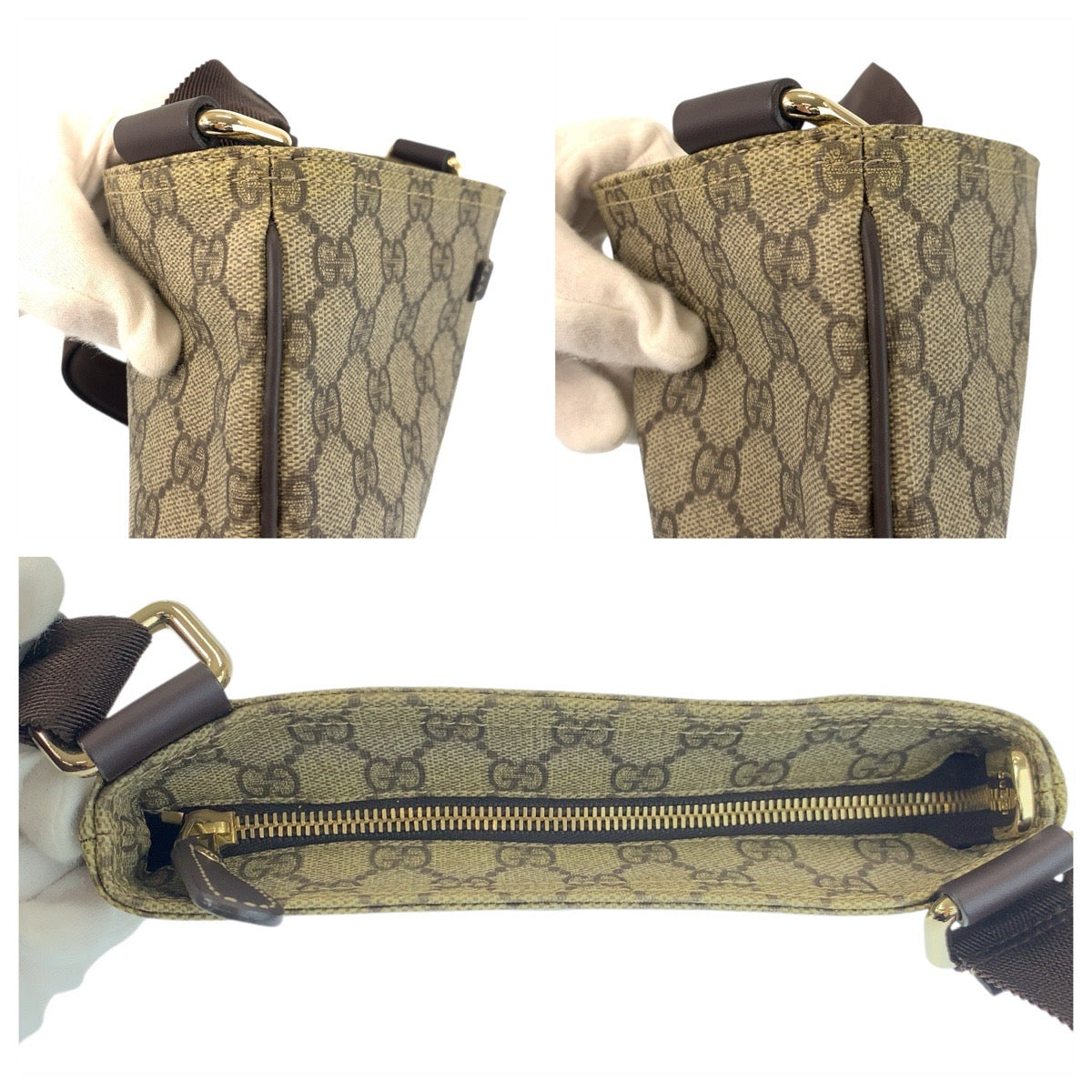 23447
GUCCI グッチ ベージュ ブラウン GGスプリームキャンバス / レザー 201538 ショルダーバッグ ポシェット レディース ABP45