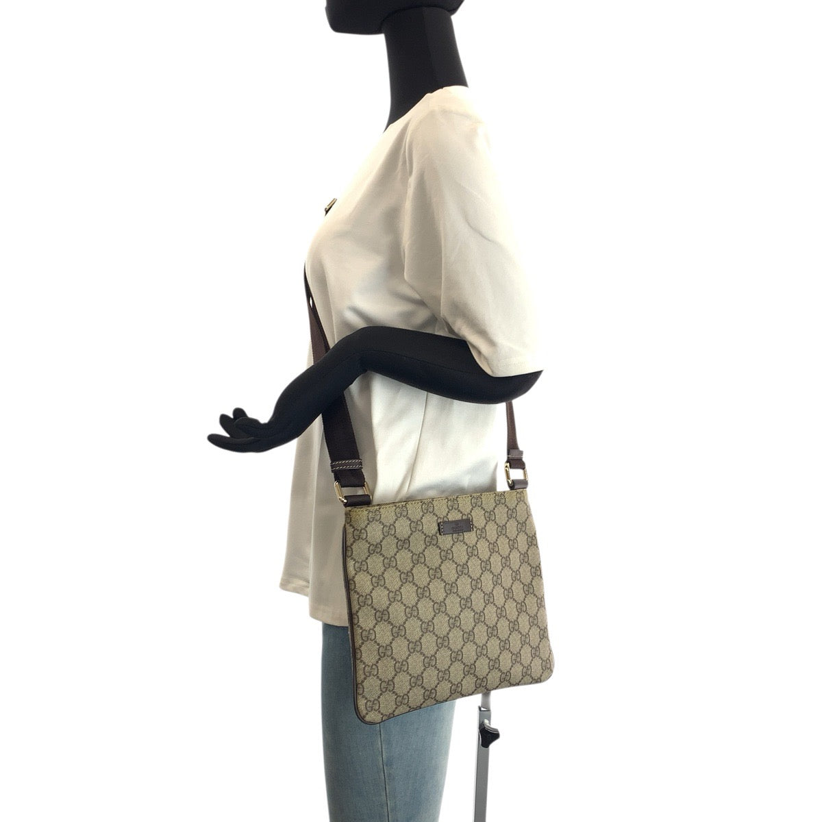 23447
GUCCI グッチ ベージュ ブラウン GGスプリームキャンバス / レザー 201538 ショルダーバッグ ポシェット レディース ABP45