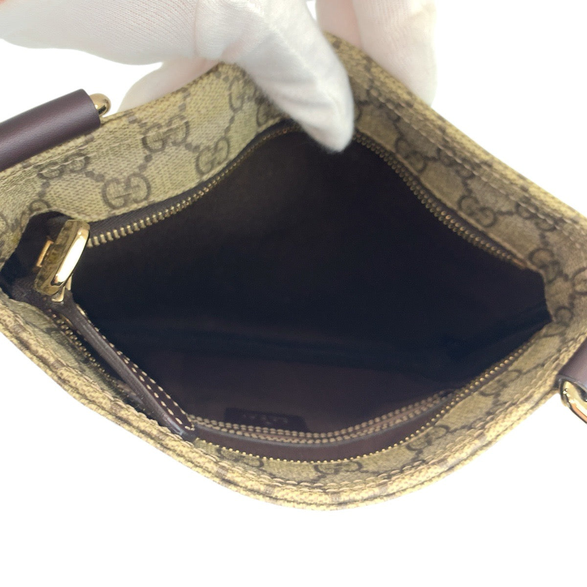 23447
GUCCI グッチ ベージュ ブラウン GGスプリームキャンバス / レザー 201538 ショルダーバッグ ポシェット レディース ABP45