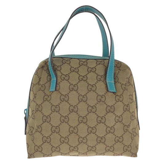 23449
GUCCI グッチ ベージュ ライトブルー シルバー金具 GGキャンバス / レザー 124542 ハンドバッグ アクセサリーポーチ バニティバッグ レディース ABP37
